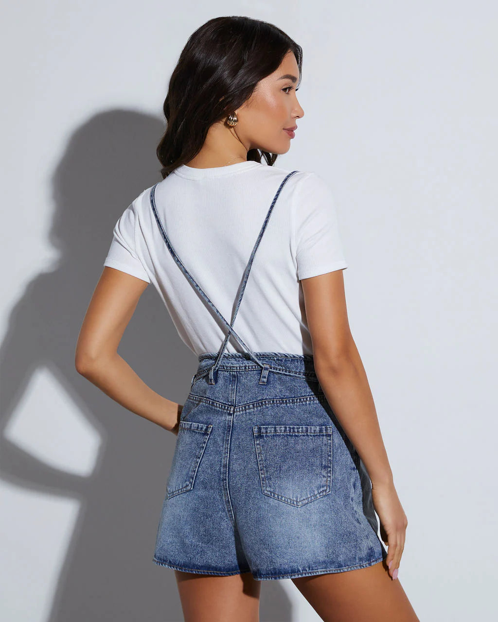 Effie Open Back Denim Romper