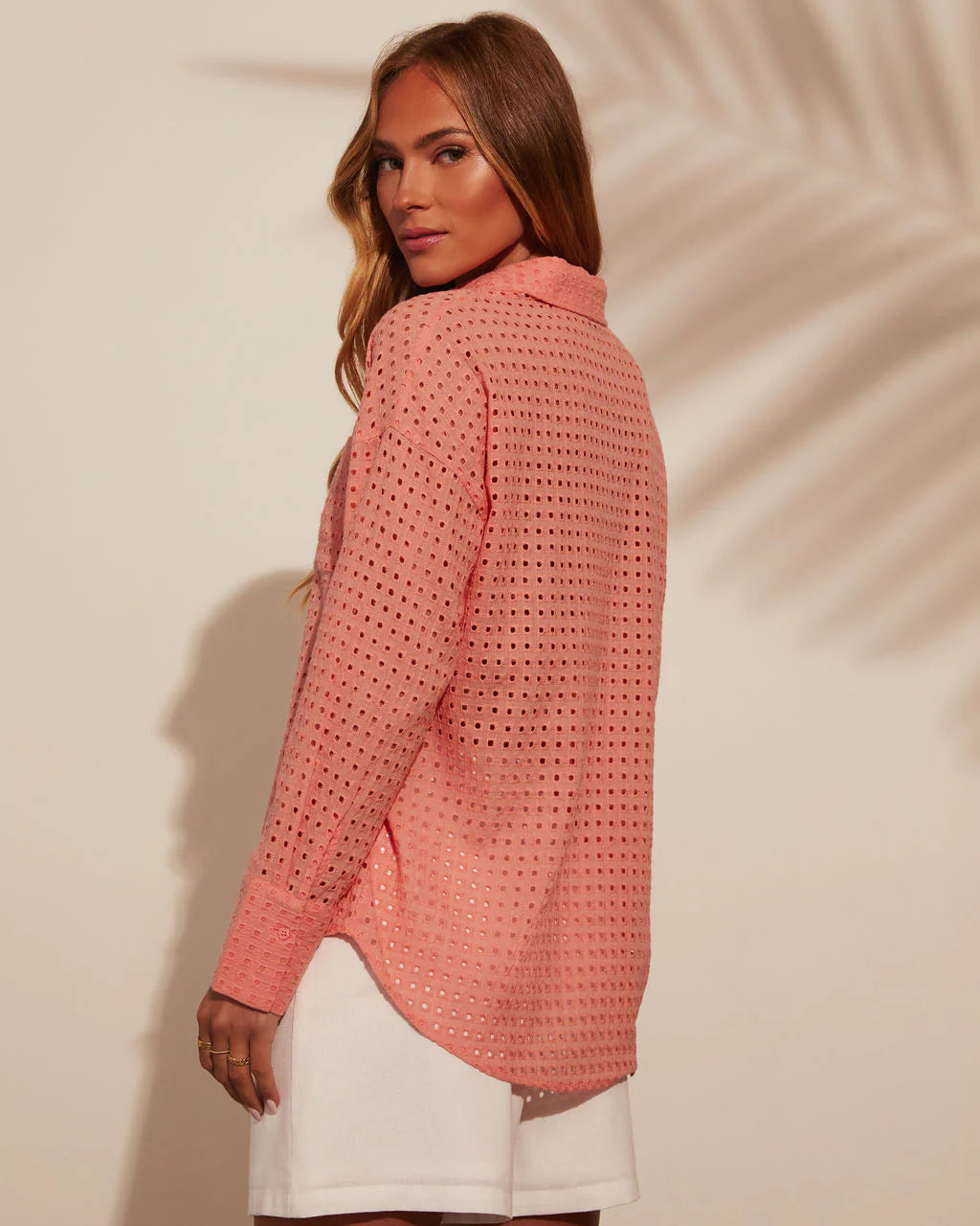 Nala Sheer Long Sleeve Button Down Top