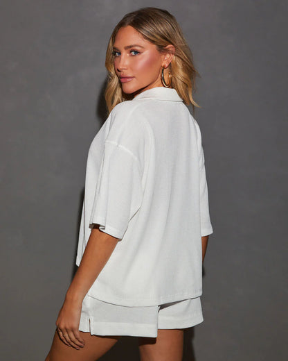 Jenni Cropped Short Sleeve Collared Top