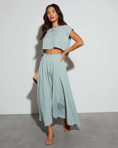 Fresh Breeze Asymmetrical Hem Maxi Skirt