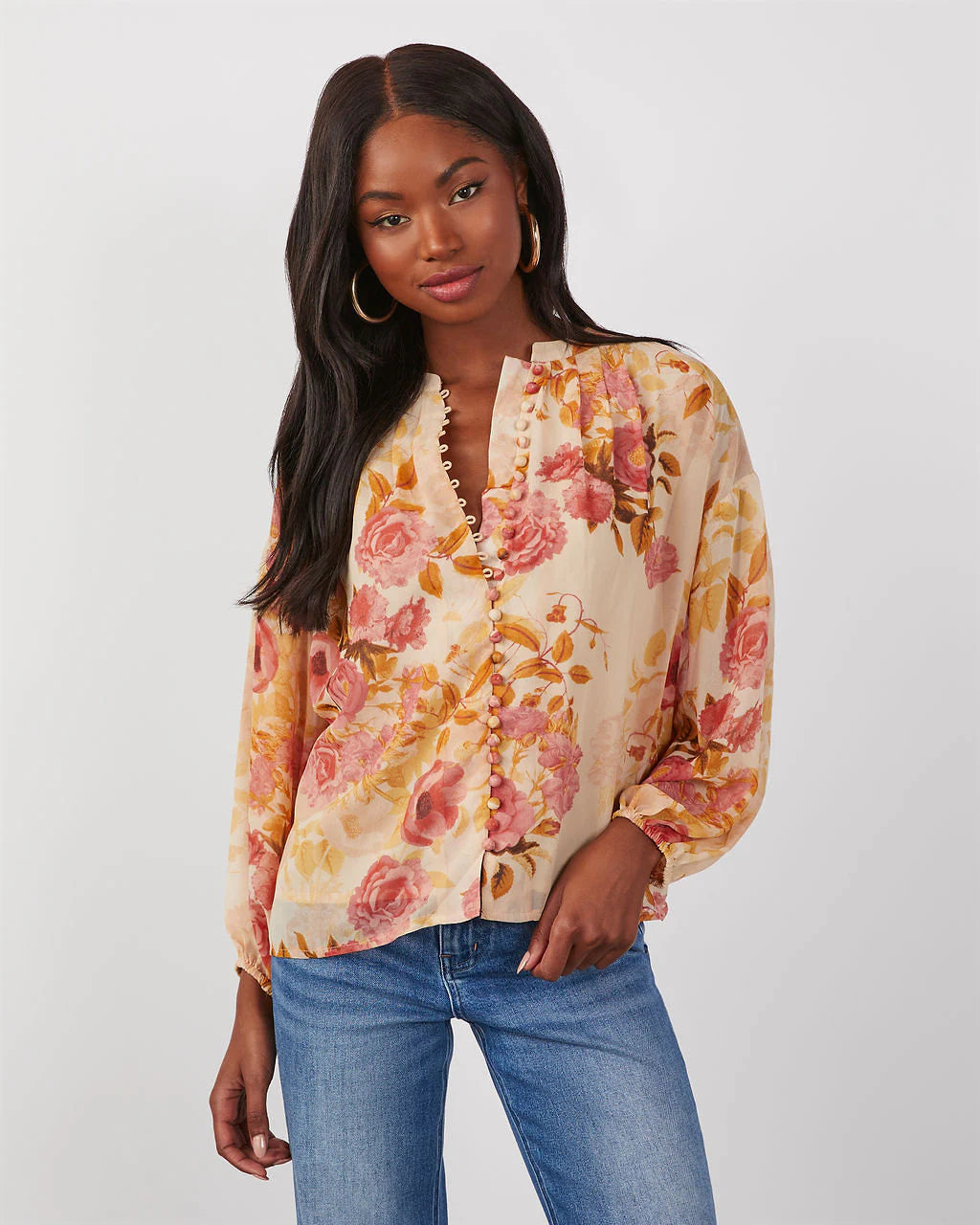 Aries Floral Button Up Blouse