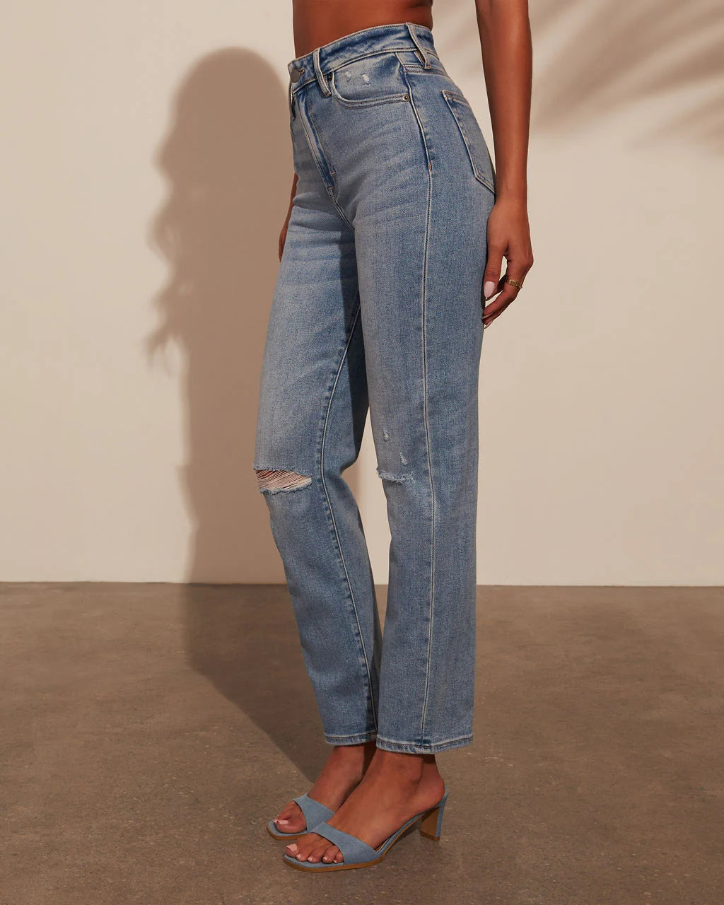 Maren High Rise Distressed Straight Leg Jeans