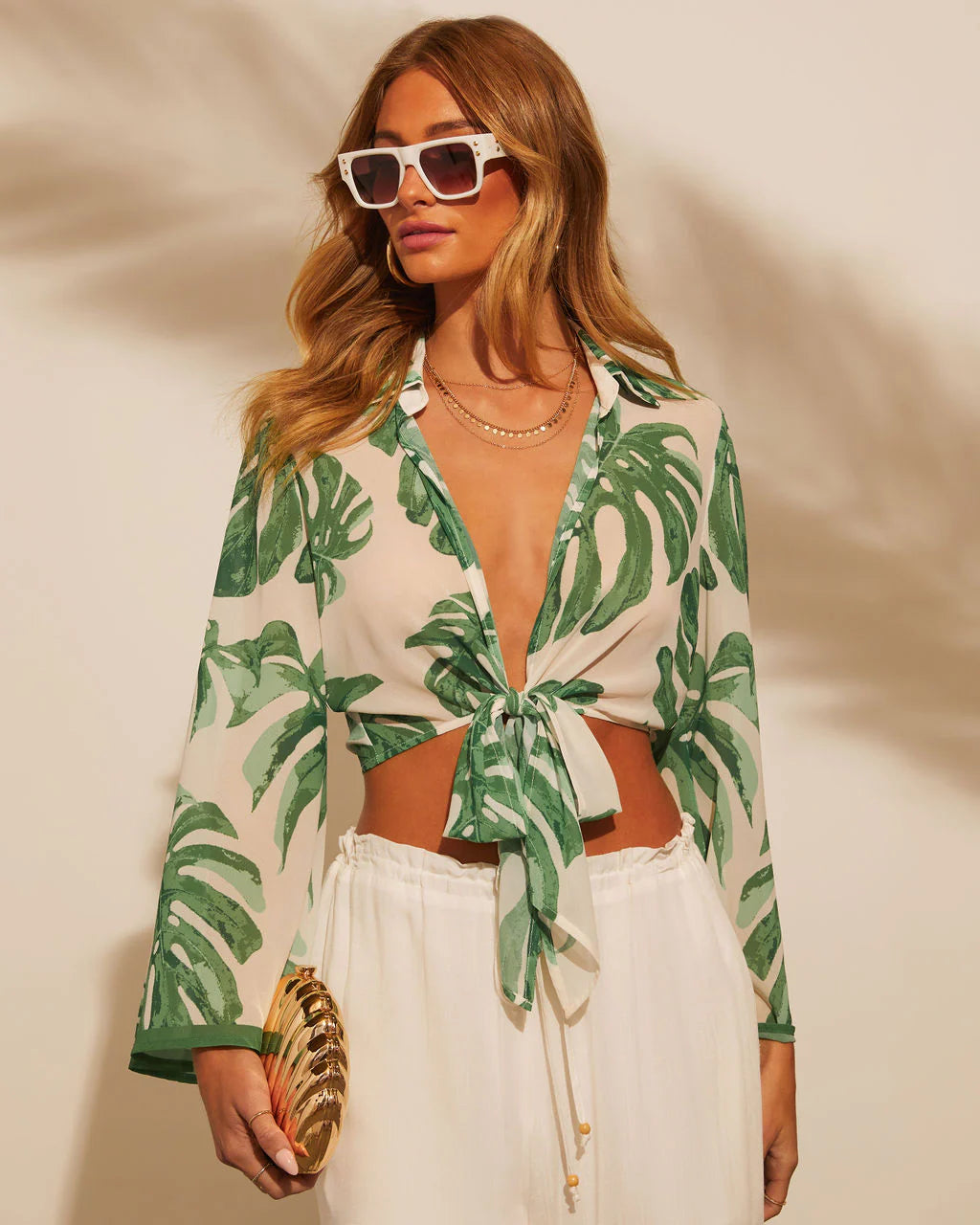 Aveline Cropped Printed Blouse