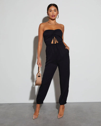 Francine Pocketed Strapless Cutout Jumpsuit