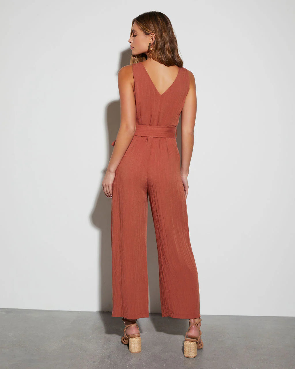 Ember Glow Tie Waist Jumpsuit