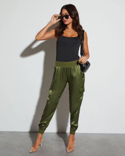 Luxe Look Satin Pocketed Joggers