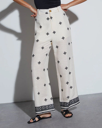 Kristy Printed Linen Trousers