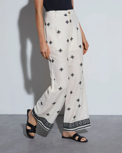 Kristy Printed Linen Trousers