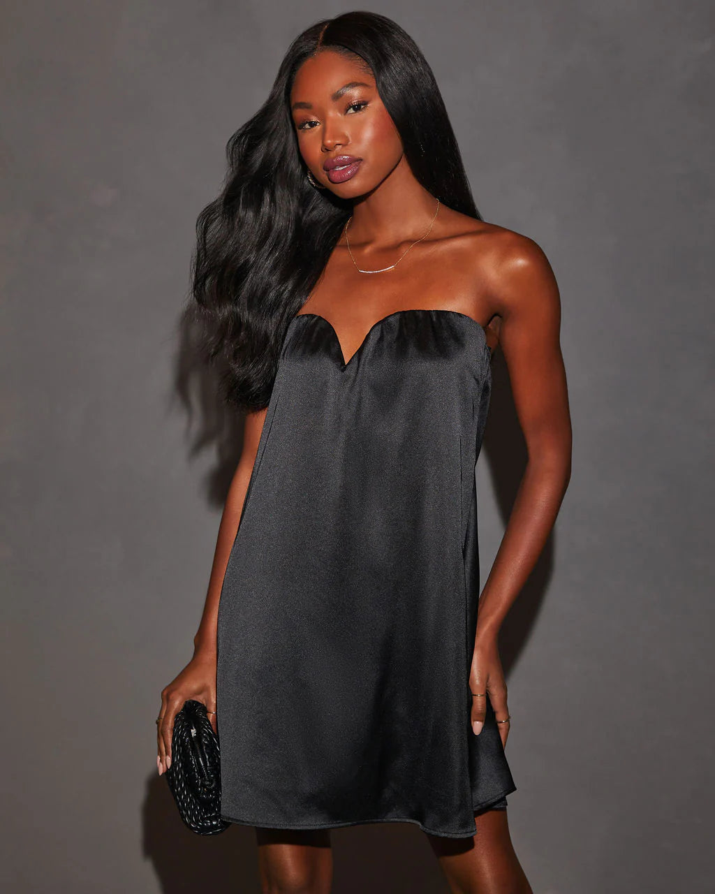 Evangeline Strapless Satin Mini Dress