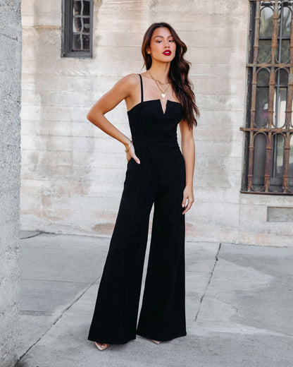 So Mila Denim Flare Jumpsuit