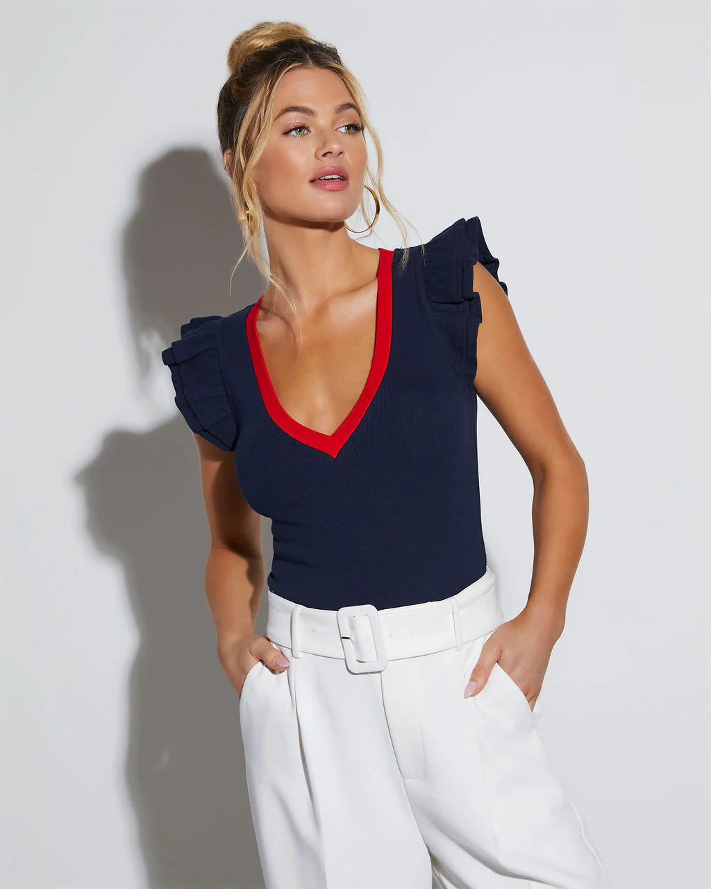 Wilma Ribbed Short Sleeve Top