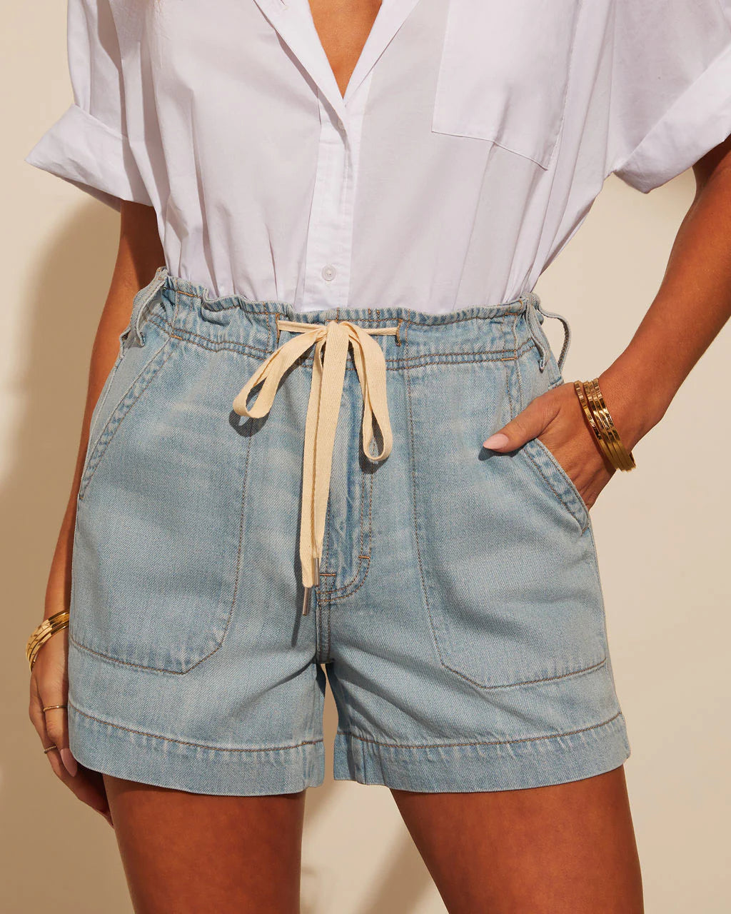 Westley Drawstring Denim Shorts