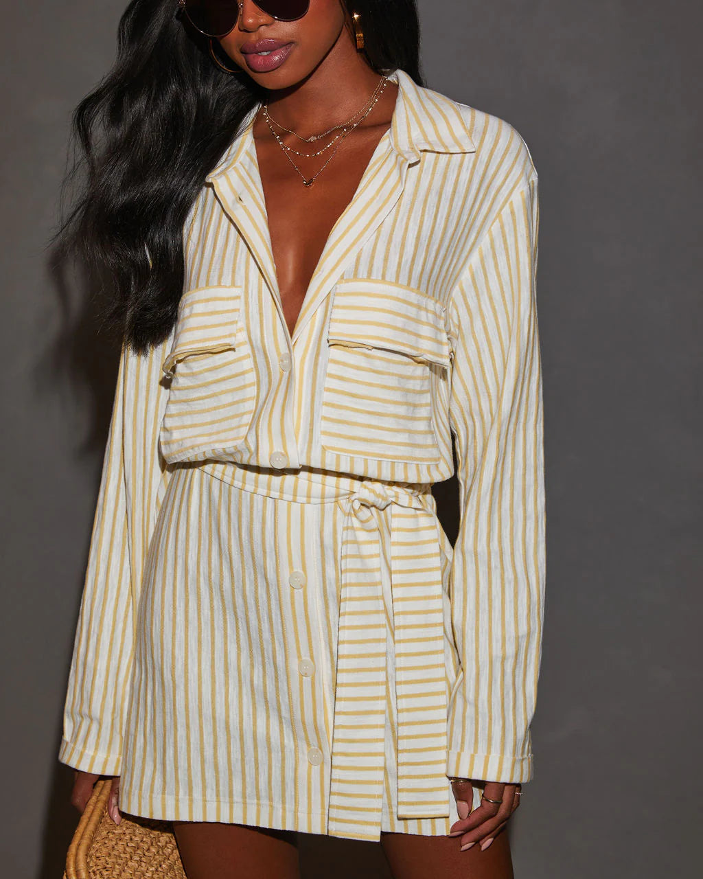 Shelbie Striped Tie Front Mini Dress