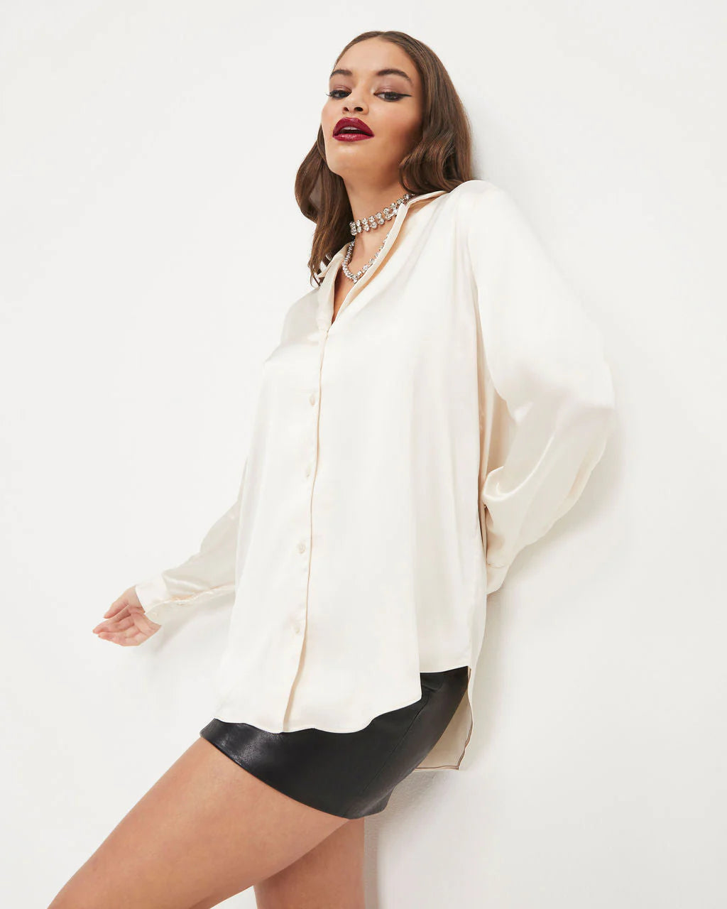 Sophisticated Satin Button Down Blouse