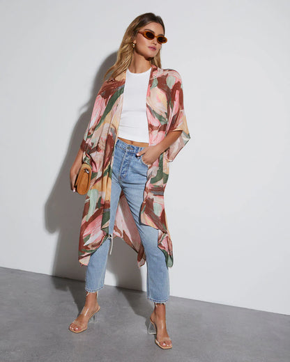 Del Rey Printed Open Front Kimono