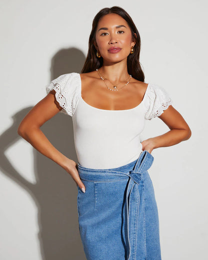 Sadie Eyelet Short Sleeve Top