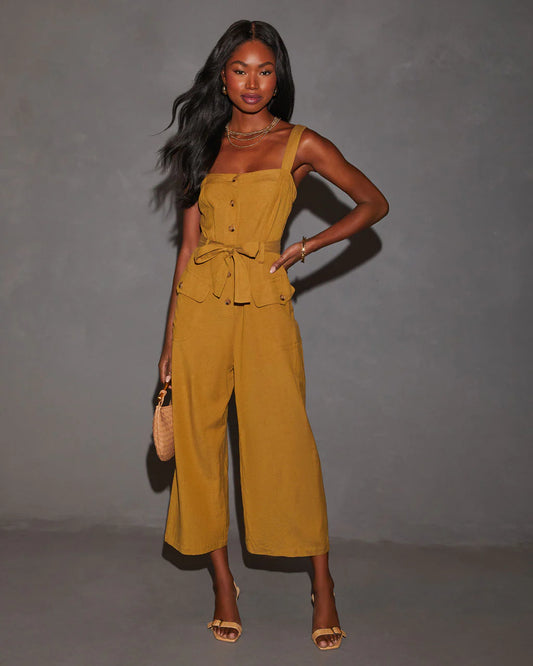 Myrtle Tie Waist Linen Jumpsuit