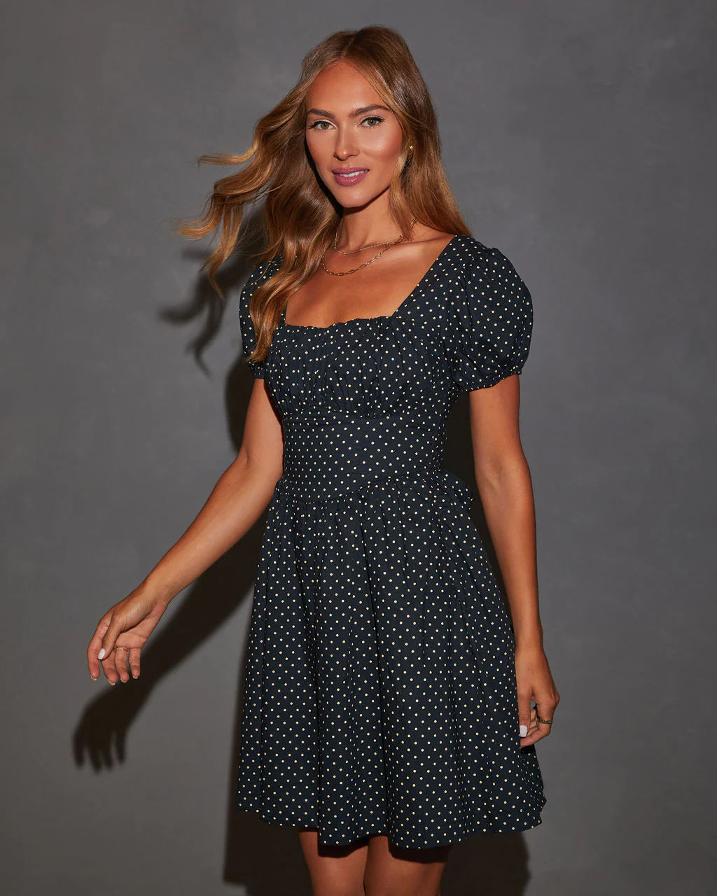 Gigi Puff Sleeve Polka Dot Mini Dress