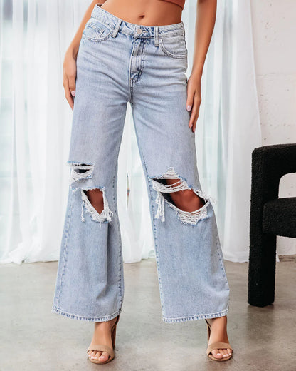 Destiny High Rise Distressed 90'S Wide Leg Jeans