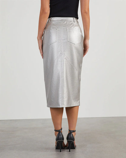 Lunar Metallic Midi Skirt