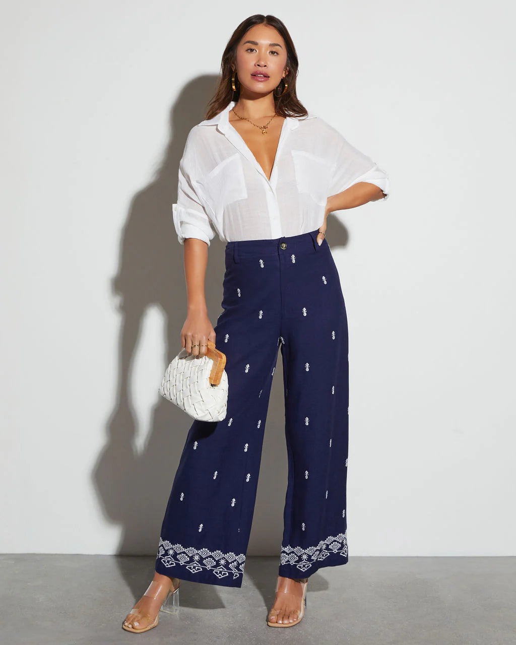 Elowyn Wide Leg Embroidered Pants