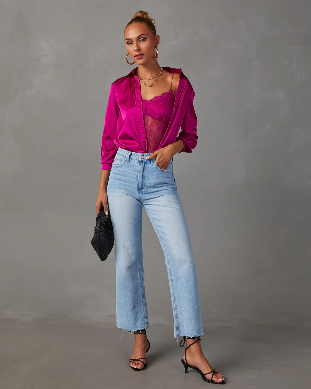 Nadine Satin Button Down Top