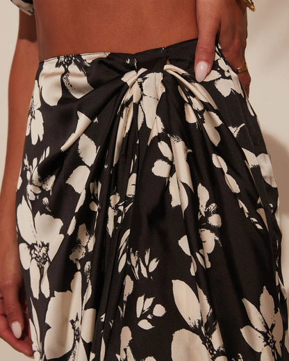 Paola Printed Wrap Midi Skirt