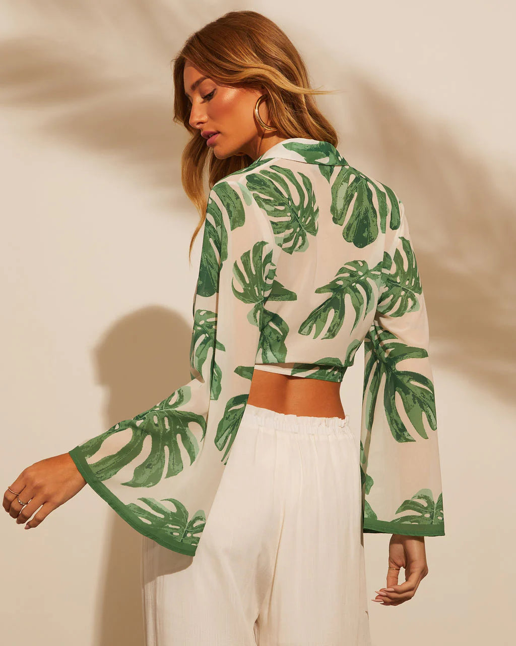 Aveline Cropped Printed Blouse