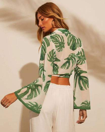 Aveline Cropped Printed Blouse