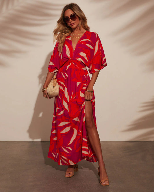 Erin Printed Kimono Sleeve Maxi Dress