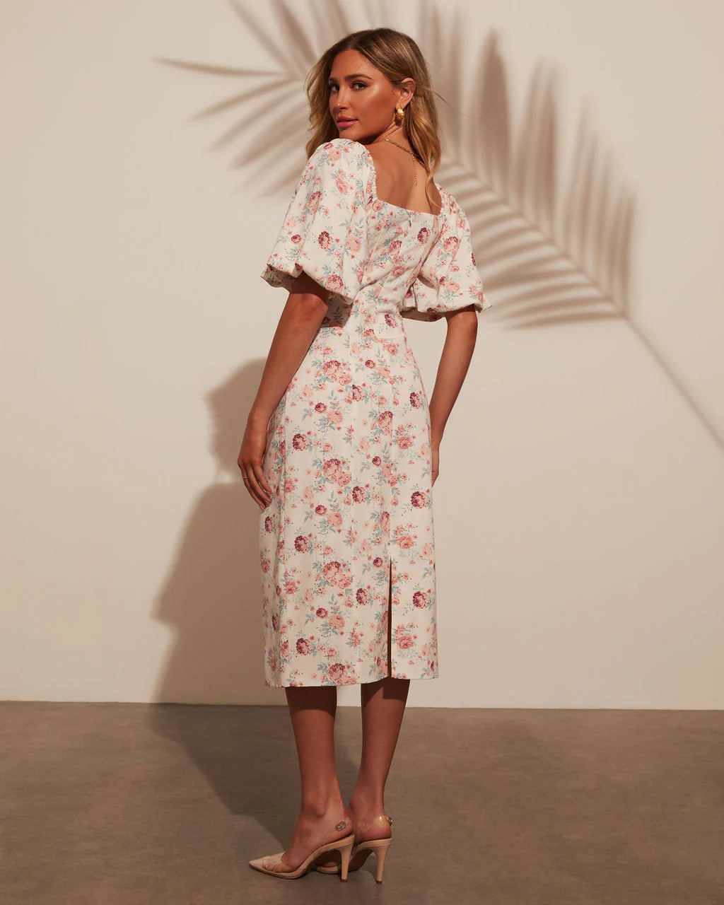 Cornelia Puff Sleeve Printed Midi Dress