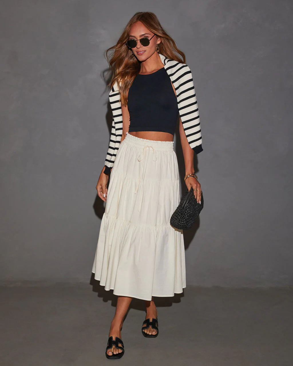 Saylor Tiered Midi Skirt