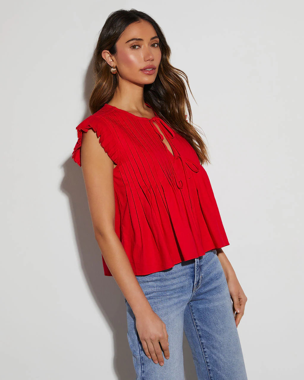 Gina Linen Tie Neck Blouse