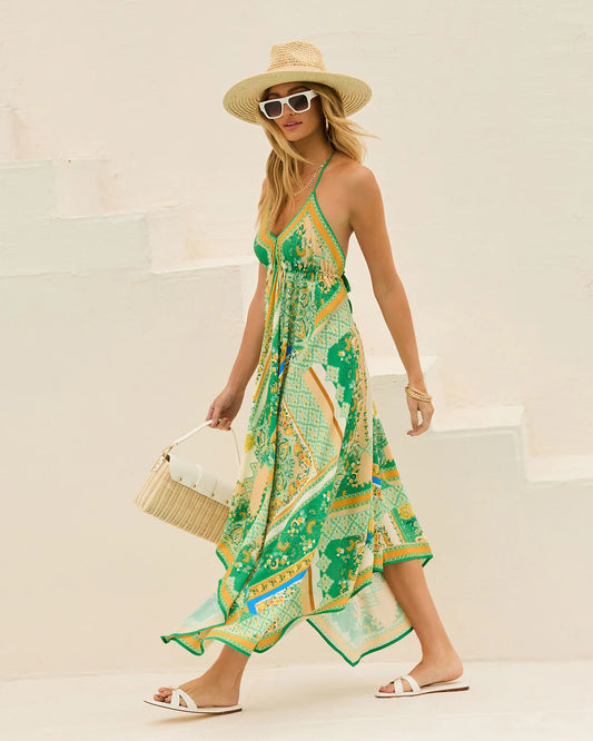 Grasse Border Print Maxi Dress