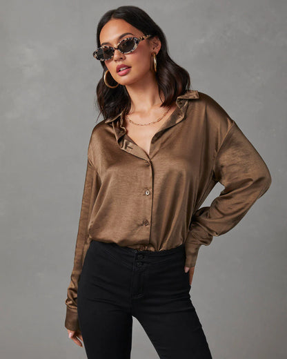 Kielan Satin Button Down Top