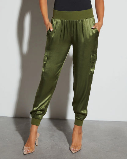 Luxe Look Satin Pocketed Joggers