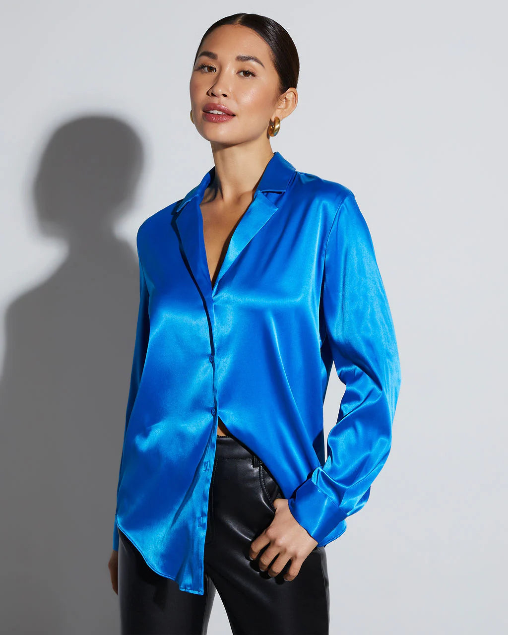 Sophisticated Satin Button Down Blouse