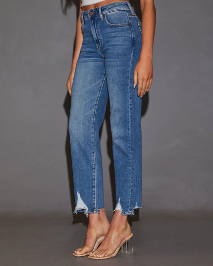 Katia Frayed Hem Straight Leg Jeans