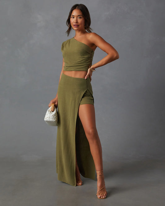 Mariam Linen Blend Slit Maxi Skort