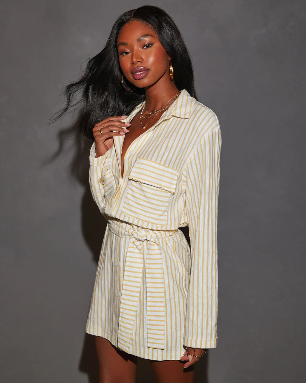 Shelbie Striped Tie Front Mini Dress