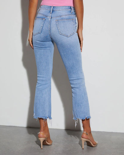 Olivia High Rise Cross Over Crop Flare Jeans