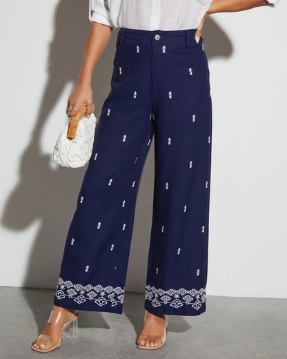 Elowyn Wide Leg Embroidered Pants