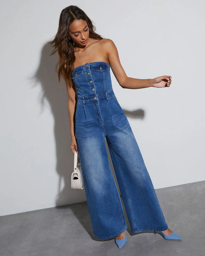 Nanori Strapless Denim Jumpsuit