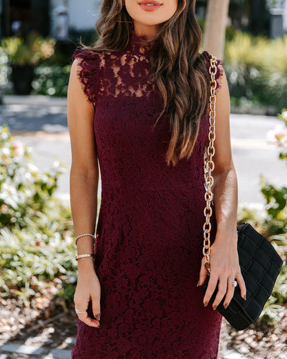 Frances Lace Ruffle Midi Dress