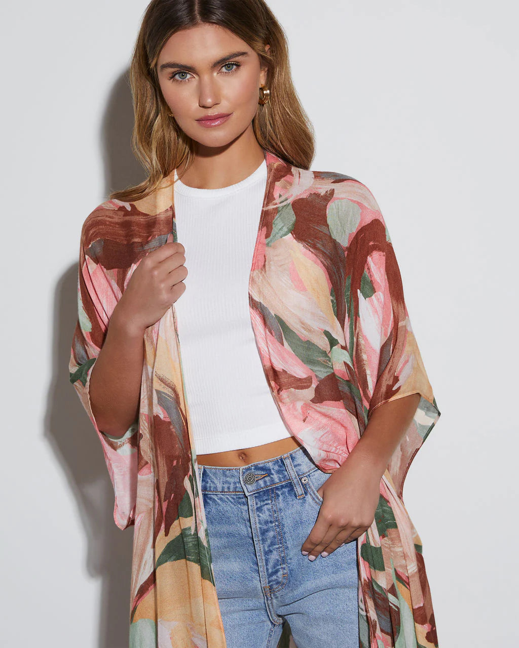 Del Rey Printed Open Front Kimono