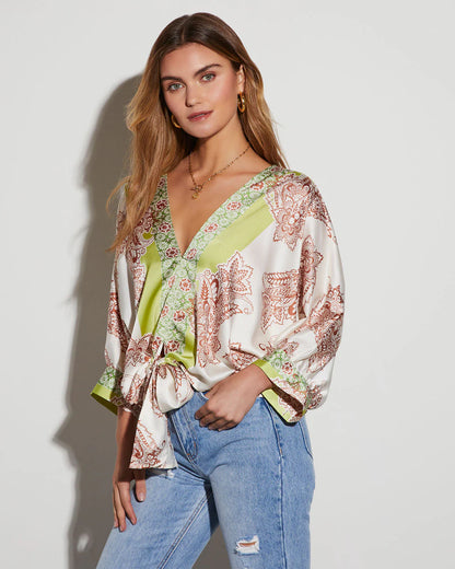 Laura Abstract Printed Long Sleeve Top