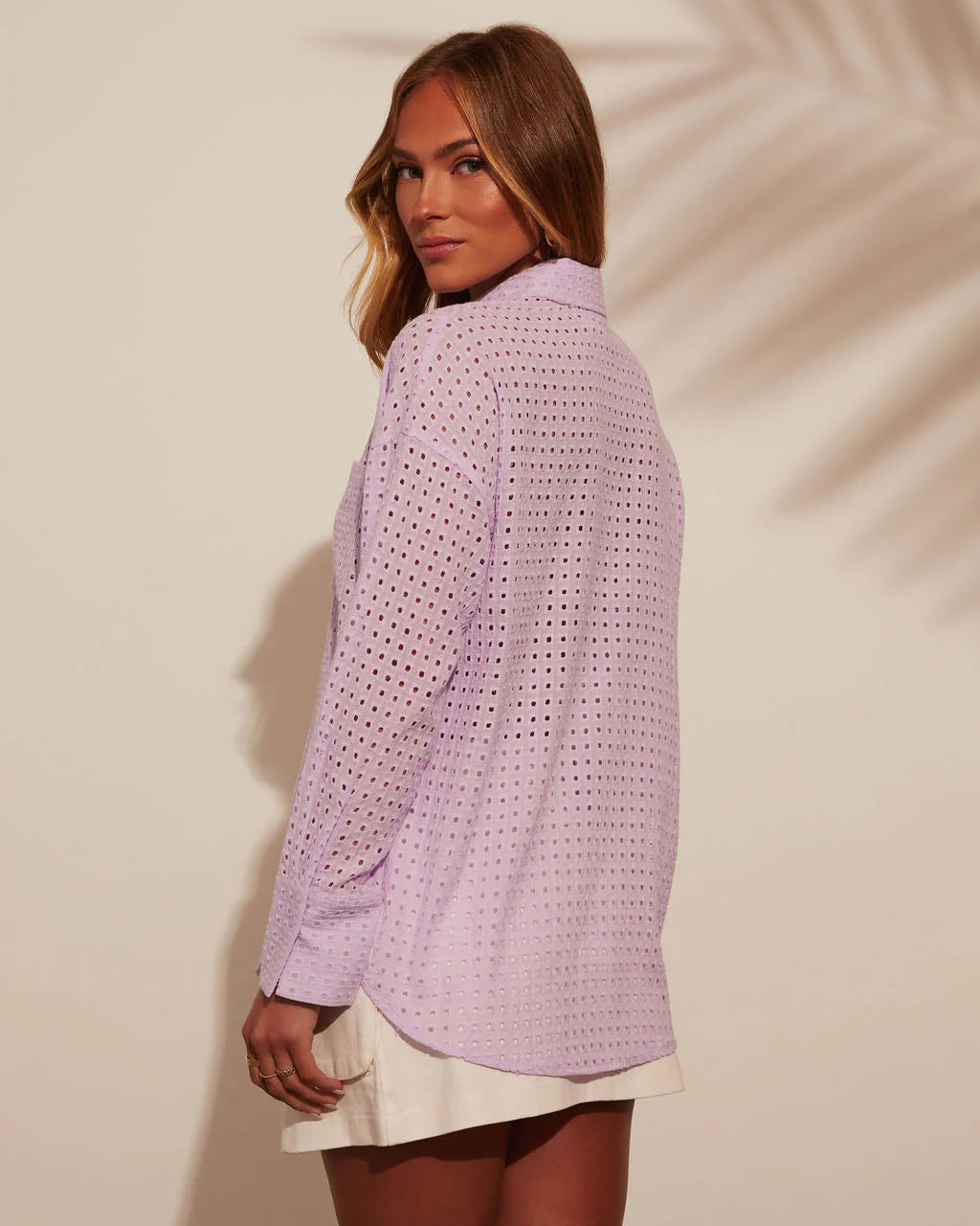 Nala Sheer Long Sleeve Button Down Top