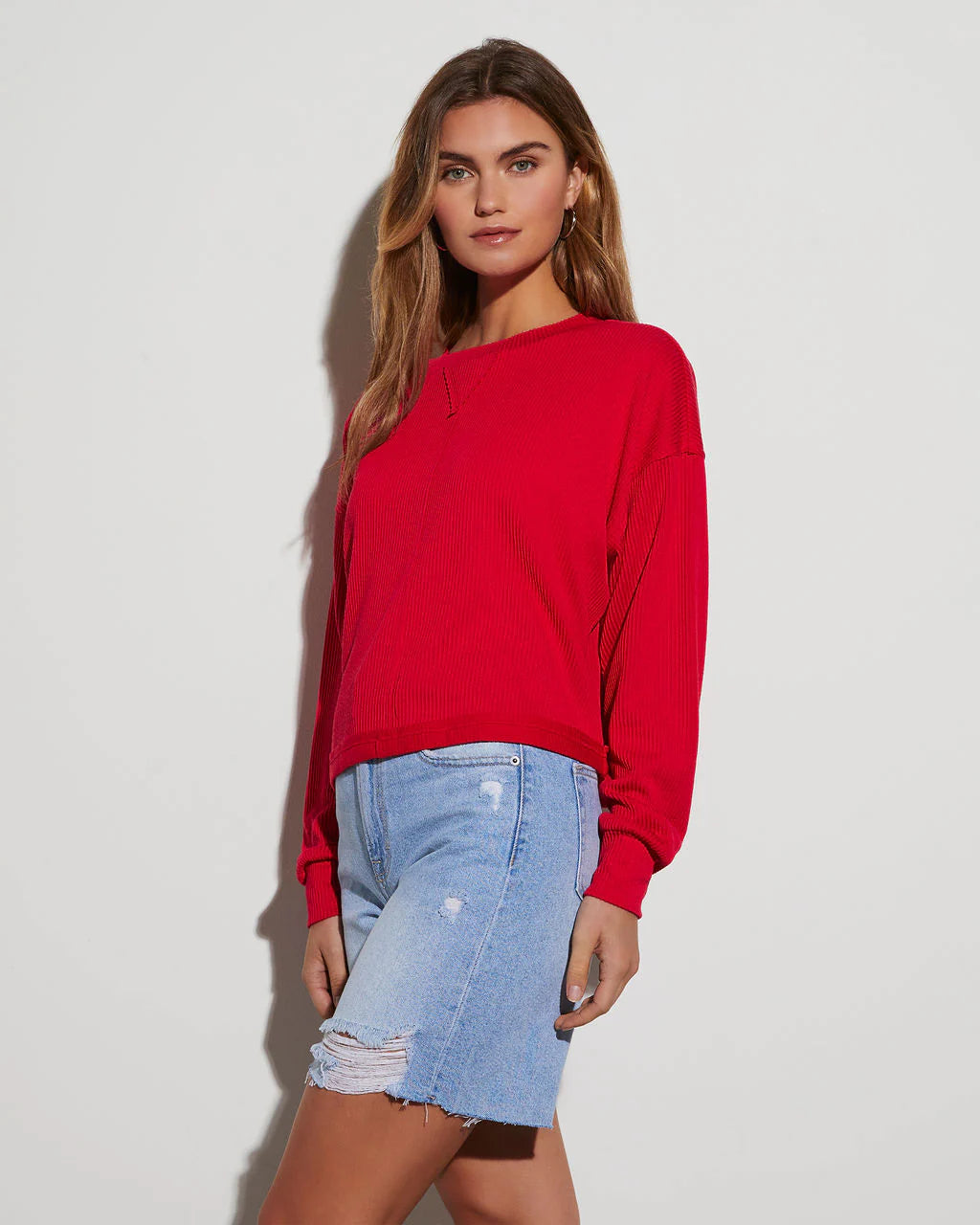 Quin Rib Knit Long Sleeve Top