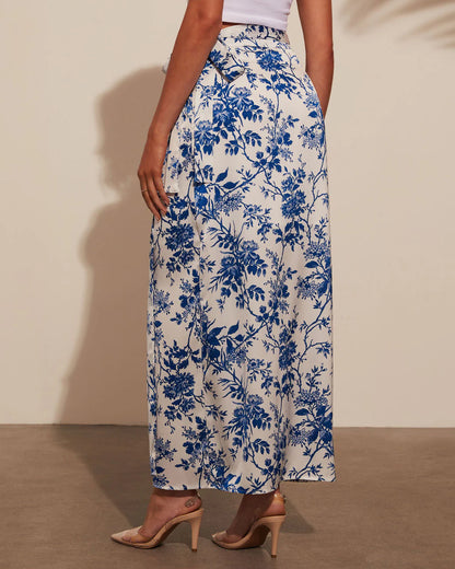 Malvina Printed Wrap Midi Skirt