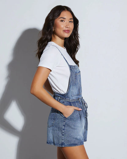 Effie Open Back Denim Romper